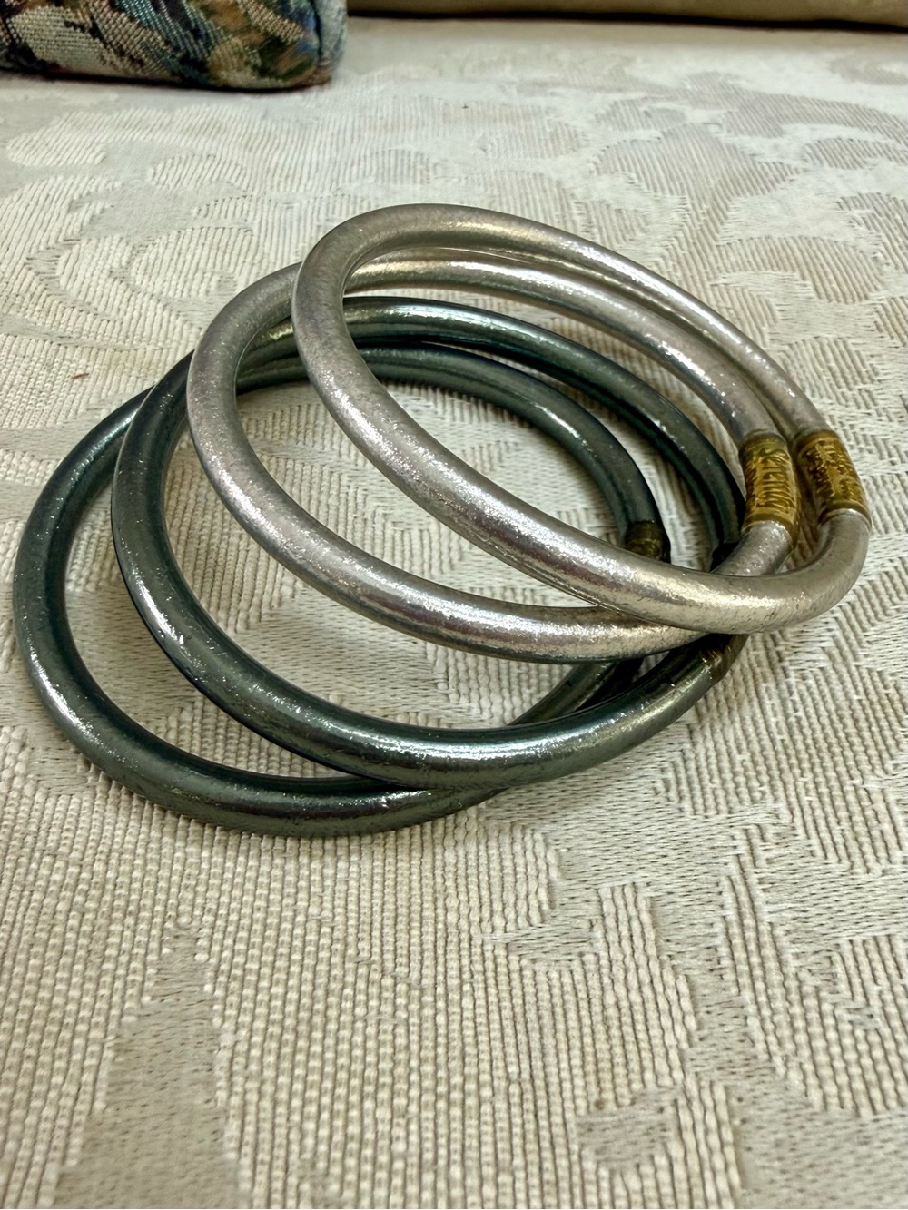 Budha Girl All Weather Bangles in Silver and Graphite